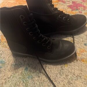 Women's Black Lace-Up Boots